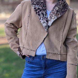 Cropped Faux Fur Jacket Reversible
